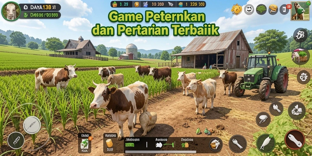 Tampilan grafis menarik dengan aktivitas bertani yang seru.