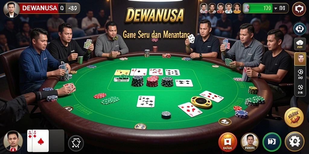 Tampilan gameplay DEWANUSA yang seru dan interaktif dalam permainan Poker.