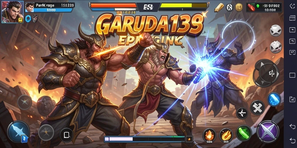 Screenshot utama GARUDA138 menampilkan aksi pertarungan yang seru.
