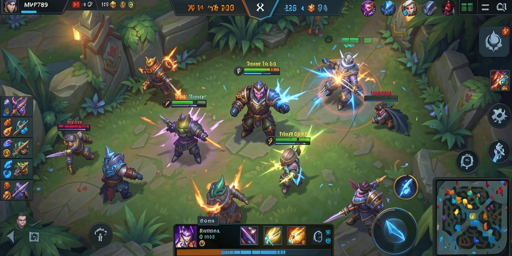 Tampilan gameplay seru dalam pertandingan MOBA yang menegangkan.